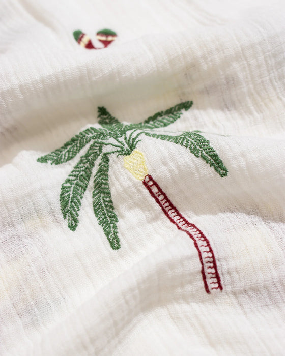 STACHIO SS SHIRT TROPICAL EMB / WHITE