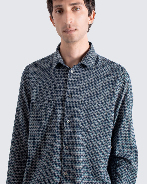 DOBBY CLASSIC 2 POCKET SHIRT NAVY