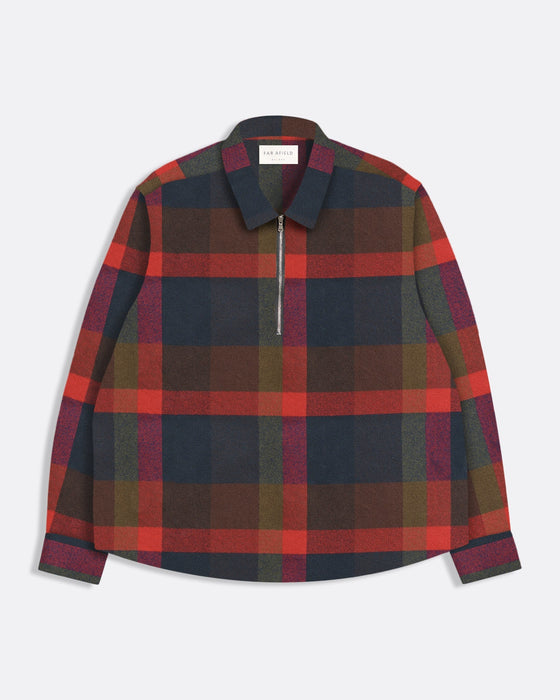 DAY SHIRT 1/2 ZIP RED MULTI CHECK