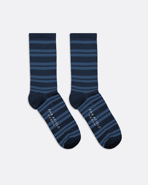 RIBBED STRIPE SOCKS NAVY