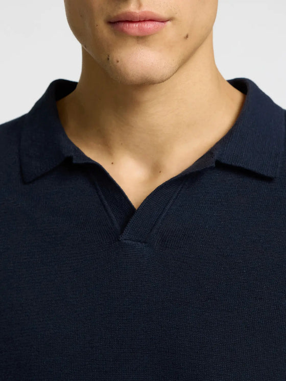 MATTIS  LINEN BLEND SS POLO SKY CAPTAIN