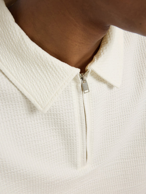 SANDER SEERSUCKER ZIP SS POLO EGRET