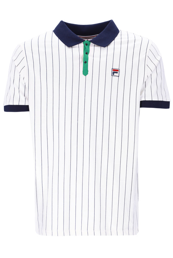 BB1 STRIPE POLO WHITE / GREEN (106)