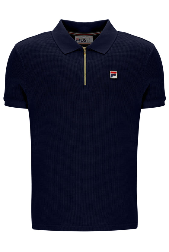 BENJAMIN SS WAFFLE POLO NAVY