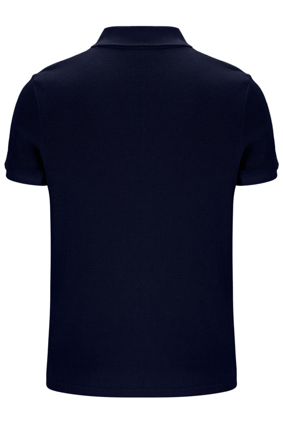 BENJAMIN SS WAFFLE POLO NAVY