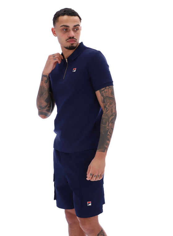 BENJAMIN SS WAFFLE POLO NAVY