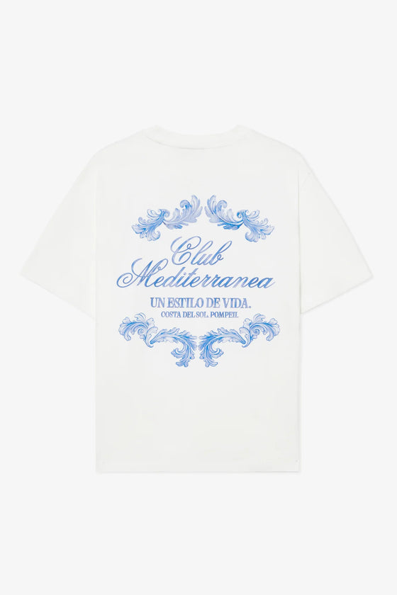 CLUB MEDITERRANIO GRAPHIC PRINT BOXY T-SHIRT OFF WHITE