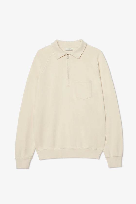 POCKET 1/4 ZIPPER POLO CREAM