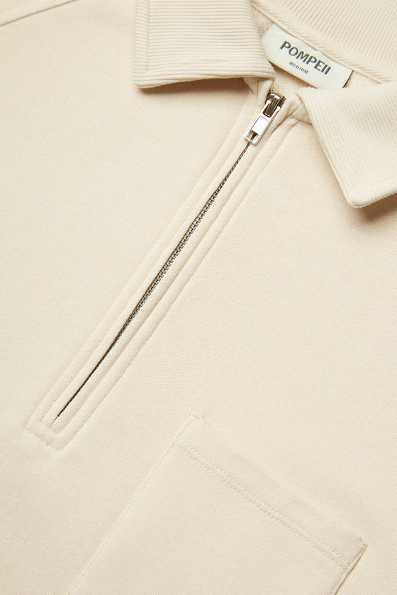 POCKET 1/4 ZIPPER POLO CREAM