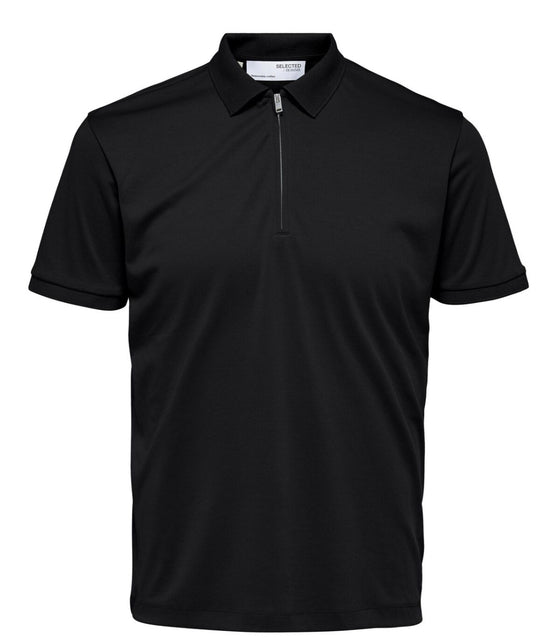 FAVE ZIP COLLAR S/S POLO BLACK