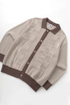 CHECK PANEL CARDIGAN MUSHROOM