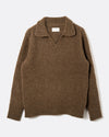 CLIFFORD KNITTED BOUCLE POLO BROWN
