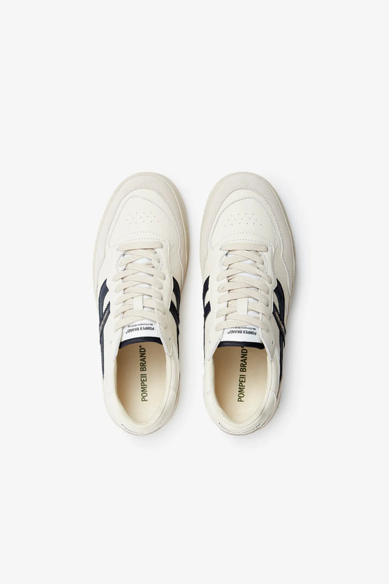 ELAN PIPPA LEATHER TRAINER ECRU/NAVY