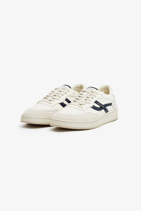 ELAN PIPPA LEATHER TRAINER ECRU/NAVY