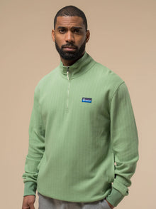 TEXTURED STRIPE 1/4 ZIP SWEATSHIRT MISTLETOE