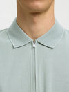 FAVE ZIP COLLAR S/S POLO AQUA GRAY