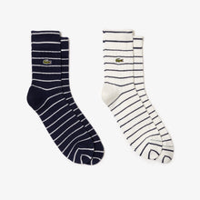  RA7869 2 PACK STRIPED COTTON SOCKS NAVY/FLOUR (HHW)