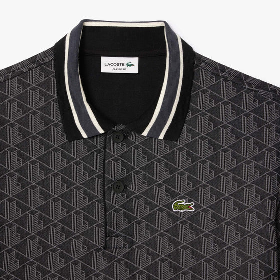 DH1417 CLASSIC FIT MONOGRAM JACQUARD POLO SHIRT BLACK (4PC)