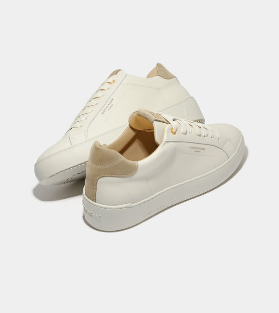 ZUMA LEATHER TRAINER ANTIQUED WHITE