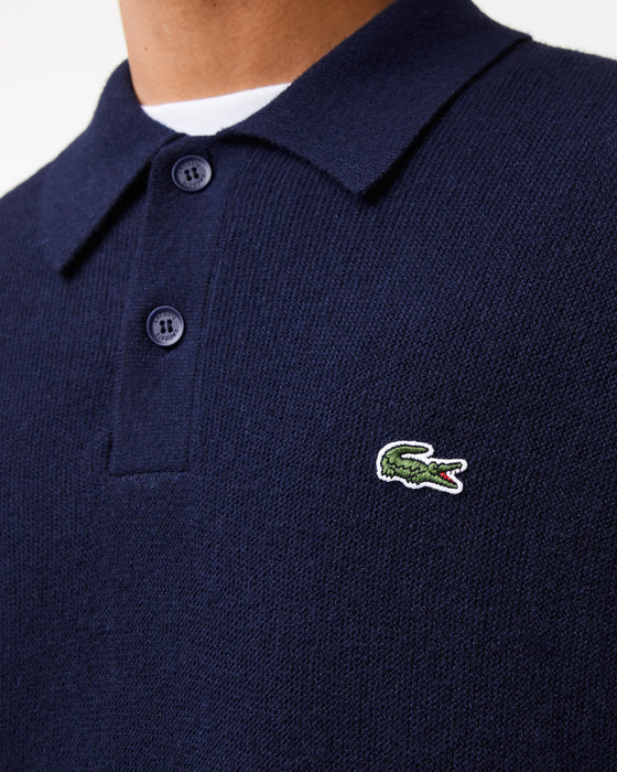 AH0582 RELAXED FIT KNITTED WOOL POLO NAVY (166)