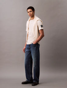  BADGE SLEEVE REGULAR FIT T-SHIRT OATMEAL (PDV)