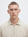 FAVE ZIP COLLAR S/S POLO OATMEAL