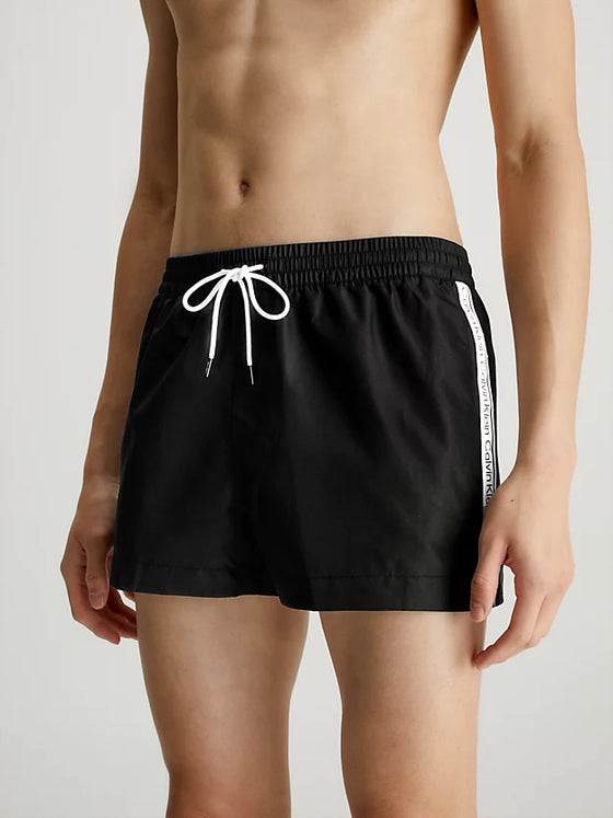 TAPED SIDE SHORT DRAWSTRING SWIM SHORTS BLACK 0811