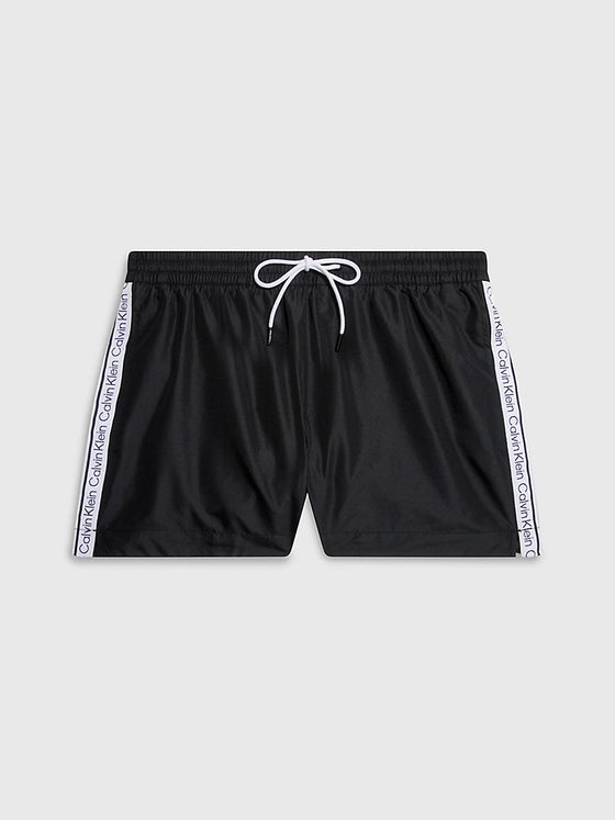 TAPED SIDE SHORT DRAWSTRING SWIM SHORTS BLACK 0811
