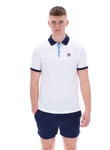  BB1 STRIPE POLO WHITE / NAVY / VISTA (105)