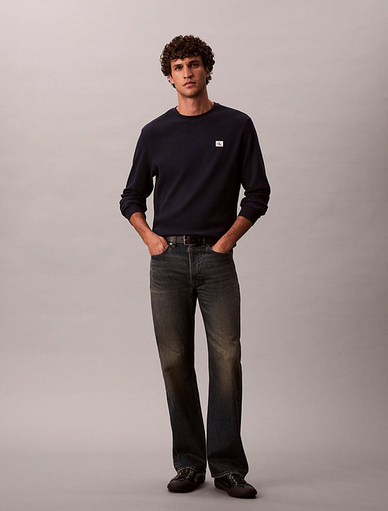 WAFFLE CHEST BADGE LS CREW DARK SAPPHIRE (CEF)