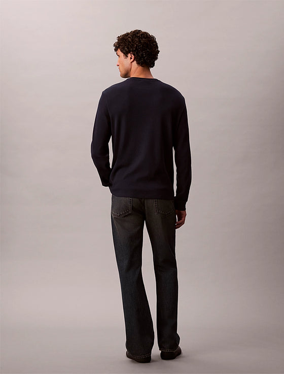 WAFFLE CHEST BADGE LS CREW DARK SAPPHIRE (CEF)