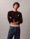 WAFFLE CHEST BADGE LS CREW BLACK (UB1)