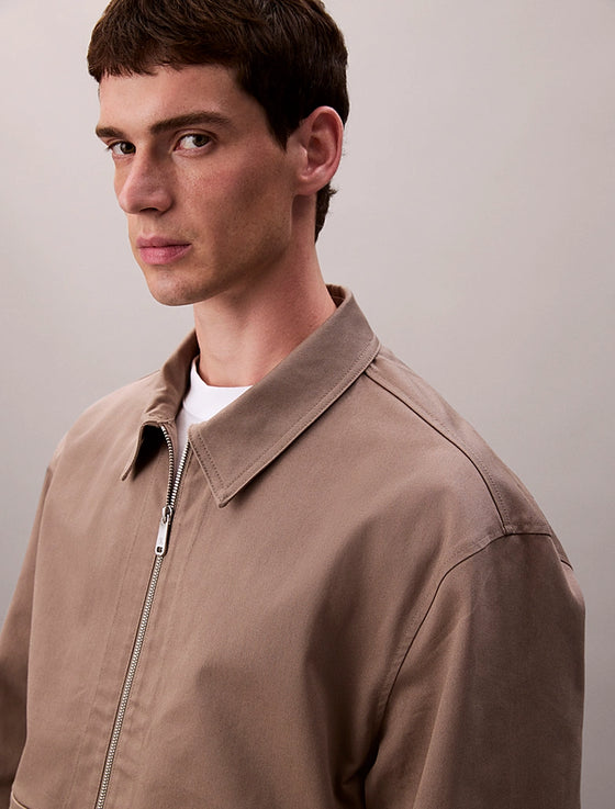 COTTON UTILITY ZIP THROUGH JACKET TAUPE TONE