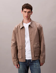  COTTON UTILITY ZIP THROUGH JACKET TAUPE TONE