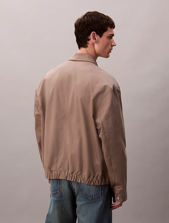 COTTON UTILITY ZIP THROUGH JACKET TAUPE TONE