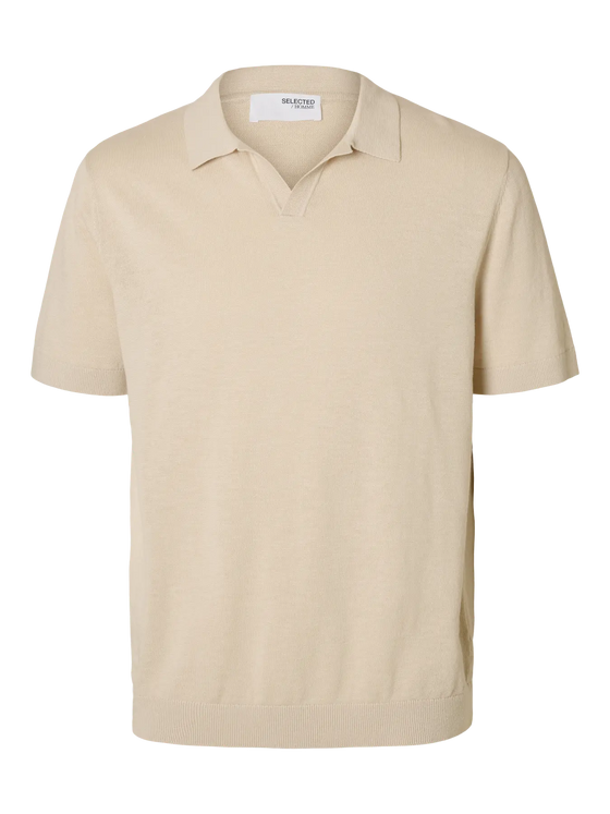 MATTIS  LINEN BLEND SS POLO OATMEAL