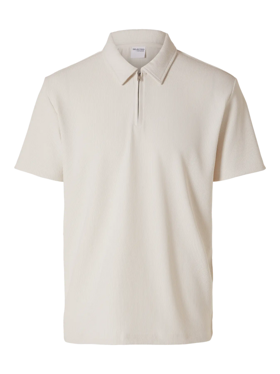 PLISSE 1/2 ZIP POLO EGRET