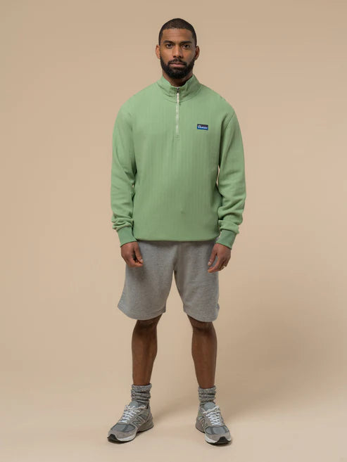 TEXTURED STRIPE 1/4 ZIP SWEATSHIRT MISTLETOE