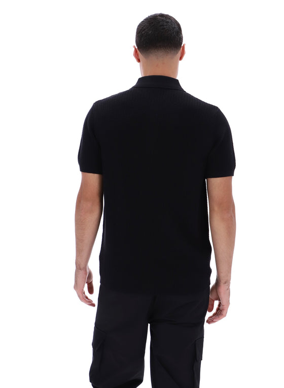 SANDER KNIT SS POLO BLACK
