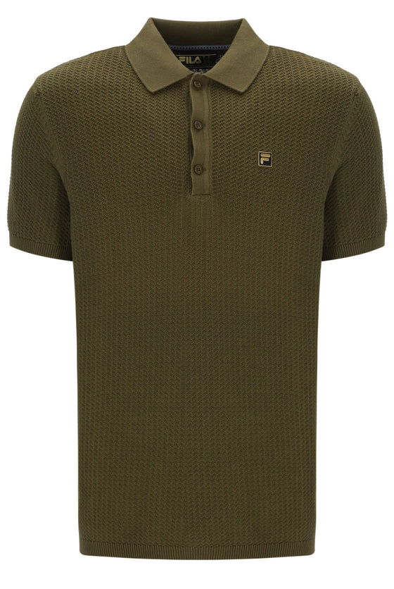 SANDER KNIT SS POLO DARK OLIVE