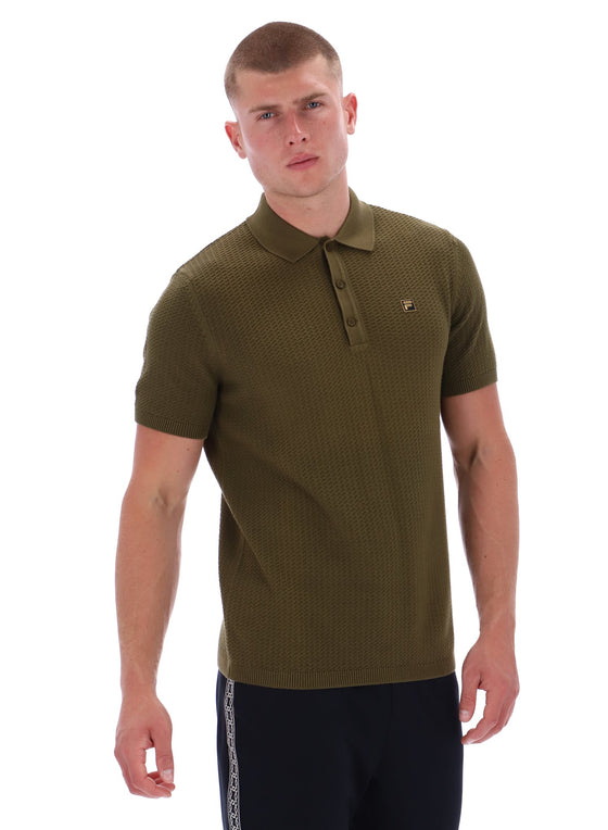 SANDER KNIT SS POLO DARK OLIVE