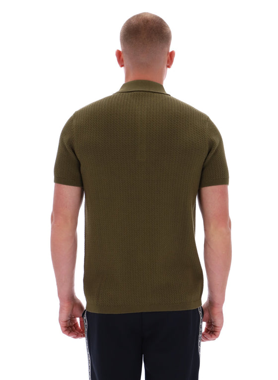 SANDER KNIT SS POLO DARK OLIVE
