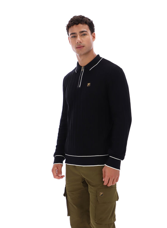 SULLY DETAILED KNIT L/S POLO BLACK (001)