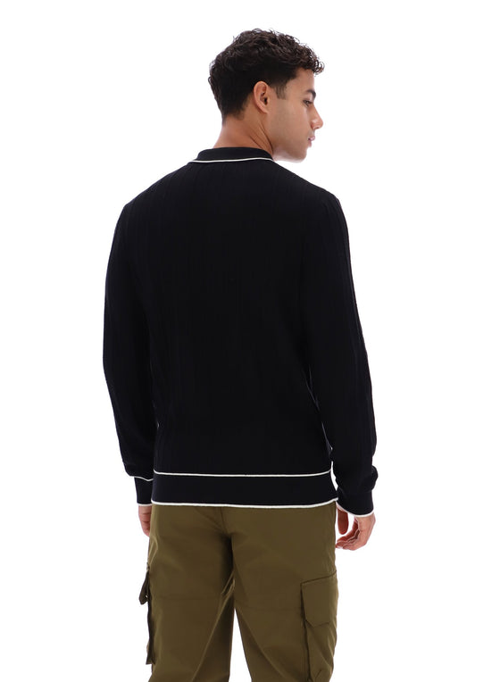 SULLY DETAILED KNIT L/S POLO BLACK (001)