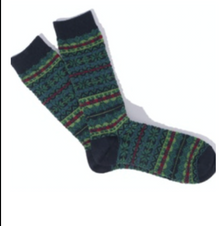  80424200 REVERSE FAIRISLE SOCKS NAVY MELANGE