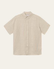  KRIS LINEN SS SHIRT DESERT SAND / LIGHT IVORY STRIPE