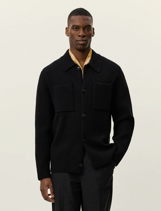 FISCHER COTTON MILANO KNIT OVERSHIRT BLACK