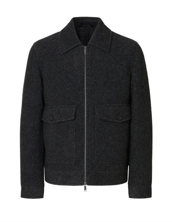 JAKOB WOOL BLEND JACKET DARK GREY MELANGE