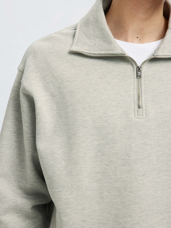 RELAX ARON 1/2 ZIP SWEATSHIRT LIGHT GREY MELANGE