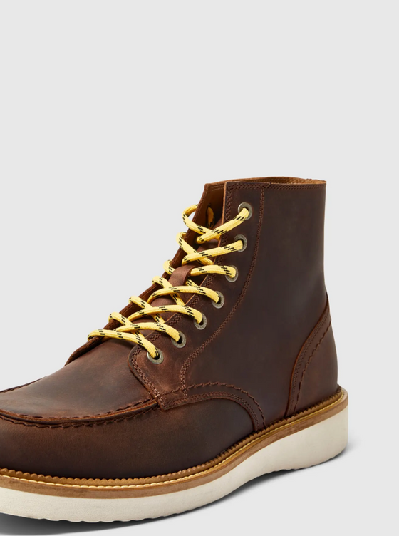 TEO LEATHER MOC-TOE BOOT COGNAC